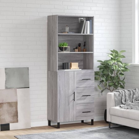 Aparador alto madera contrachapada gris sonoma 69,5x34x180 cm de vidaXL, Aparadores - Ref: Foro24-3189475, Precio: 160,99 €, ...