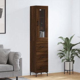 Aparador alto madera contrachapada roble marrón 34,5x34x180 cm de vidaXL, Aparadores - Ref: Foro24-3199240, Precio: 117,96 €,...