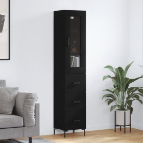 Aparador de madera contrachapada negro 34,5x34x180 cm de vidaXL, Aparadores - Ref: Foro24-3199234, Precio: 117,99 €, Descuent...