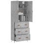 Aparador alto madera contrachapada gris hormigón 69,5x34x180 cm de vidaXL, Aparadores - Ref: Foro24-3195823, Precio: 178,28 €...