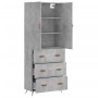 Aparador alto madera contrachapada gris hormigón 69,5x34x180 cm de vidaXL, Aparadores - Ref: Foro24-3195823, Precio: 178,28 €...