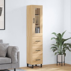 Aparador de madera contrachapada roble Sonoma 34,5x34x180 cm de vidaXL, Aparadores - Ref: Foro24-3199260, Precio: 138,56 €, D...