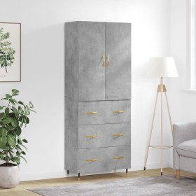 Concrete gray plywood tall sideboard 69.5x34x180 cm by vidaXL, Sideboards - Ref: Foro24-3195831, Price: 152,99 €, Discount: %