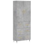 Concrete gray plywood tall sideboard 69.5x34x180 cm by vidaXL, Sideboards - Ref: Foro24-3195831, Price: 152,99 €, Discount: %