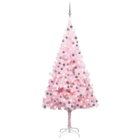 Beleuchteter Weihnachtsbaum mit Lichtern und rosa Kugeln 210 cm von vidaXL, Weihnachtsbäume - Ref: Foro24-3077672, Preis: 84,...