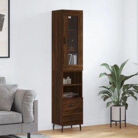 Tall oak brown plywood highboard 34.5x34x180 cm by vidaXL, Sideboards - Ref: Foro24-3199320, Price: 109,99 €, Discount: %