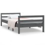 Solid gray pine wood bed frame 90x190 cm by vidaXL, Beds and slatted bases - Ref: Foro24-821636, Price: 96,82 €, Discount: %