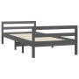 Solid gray pine wood bed frame 90x190 cm by vidaXL, Beds and slatted bases - Ref: Foro24-821636, Price: 96,82 €, Discount: %