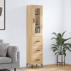 Aparador de madera contrachapada roble Sonoma 34,5x34x180 cm de vidaXL, Aparadores - Ref: Foro24-3199236, Precio: 117,91 €, D...