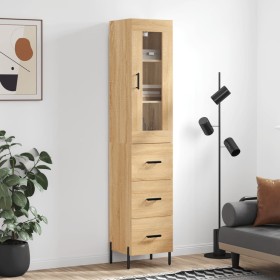 Aparador de madera contrachapada roble Sonoma 34,5x34x180 cm de vidaXL, Aparadores - Ref: Foro24-3199244, Precio: 119,99 €, D...