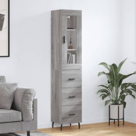 Aparador alto madera contrachapada gris Sonoma 34,5x34x180 cm de vidaXL, Aparadores - Ref: Foro24-3199255, Precio: 117,36 €, ...