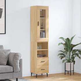 Aparador de madera contrachapada roble Sonoma 34,5x34x180 cm de vidaXL, Aparadores - Ref: Foro24-3199316, Precio: 108,99 €, D...