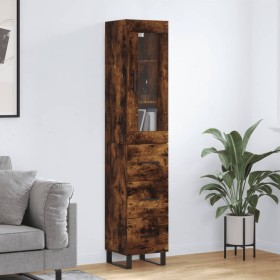 Aparador de madera contrachapada roble ahumado 34,5x34x180 cm de vidaXL, Aparadores - Ref: Foro24-3199262, Precio: 124,88 €, ...