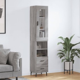 Tall Sonoma gray plywood sideboard 34.5x34x180 cm by vidaXL, Sideboards - Ref: Foro24-3199319, Price: 111,08 €, Discount: %