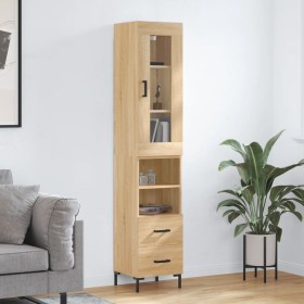 Aparador de madera contrachapada roble Sonoma 34,5x34x180 cm de vidaXL, Aparadores - Ref: Foro24-3199300, Precio: 113,39 €, D...