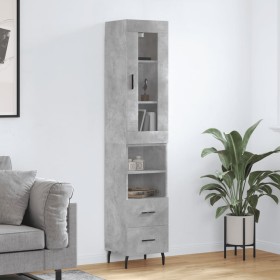 Aparador de madera contrachapada gris hormigón 34,5x34x180 cm de vidaXL, Aparadores - Ref: Foro24-3199317, Precio: 107,99 €, ...