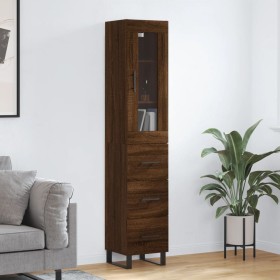 Aparador alto madera contrachapada roble marrón 34,5x34x180 cm de vidaXL, Aparadores - Ref: Foro24-3199264, Precio: 121,99 €,...