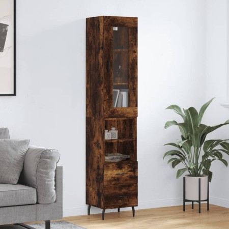 Aparador de madera contrachapada roble ahumado 34,5x34x180 cm de vidaXL, Aparadores - Ref: Foro24-3199318, Precio: 106,99 €, ...