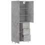 Aparador alto madera contrachapada gris hormigón 69,5x34x180 cm de vidaXL, Aparadores - Ref: Foro24-3195999, Precio: 151,99 €...