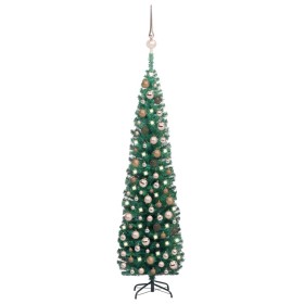 Árbol de Navidad preiluminado con luces y bolas verde 240 cm de vidaXL, Arboles de navidad - Ref: Foro24-3077854, Precio: 111...