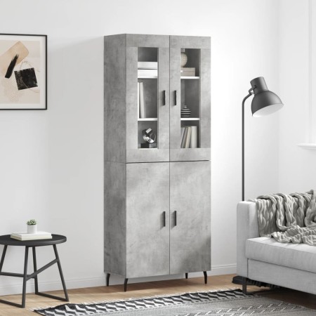 Aparador alto madera contrachapada gris hormigón 69,5x34x180 cm de vidaXL, Aparadores - Ref: Foro24-3198229, Precio: 160,92 €...