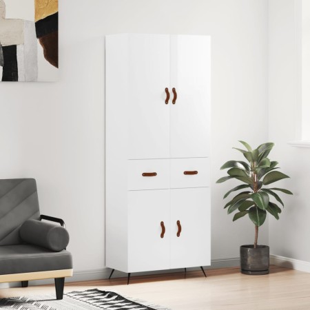 Aparador alto madera contrachapada blanco brillo 69,5x34x180 cm de vidaXL, Aparadores - Ref: Foro24-3198123, Precio: 156,99 €...