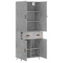 Aparador alto madera contrachapada gris hormigón 69,5x34x180 cm de vidaXL, Aparadores - Ref: Foro24-3198125, Precio: 154,71 €...