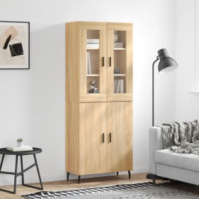 Tall plywood oak-colored highboard 69.5x34x180 cm by vidaXL, Sideboards - Ref: Foro24-3198228, Price: 176,99 €, Discount: %