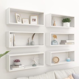 Cube wall shelf 6 units glossy white plywood 60x15x23cm by vidaXL, Shelves and shelves - Ref: Foro24-807153, Price: 56,99 €, ...