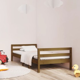 Honey brown solid pine wood bed frame 90x190 cm by vidaXL, Beds and slatted bases - Ref: Foro24-821637, Price: 87,99 €, Disco...