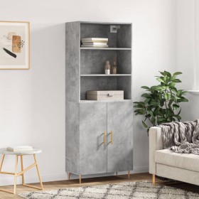 Aparador alto madera contrachapada gris hormigón 69,5x34x180 cm de vidaXL, Aparadores - Ref: Foro24-3189241, Precio: 133,99 €...