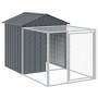 Chicken cage with corral gray galvanized steel 117x1221x123cm by vidaXL, Cages and habitats for small animals - Ref: Foro24-3...