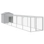 Chicken coop with corral light gray galvanized steel 117x609x123cm by vidaXL, Cages and habitats for small animals - Ref: For...