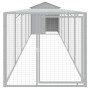 Chicken coop with corral light gray galvanized steel 117x609x123cm by vidaXL, Cages and habitats for small animals - Ref: For...