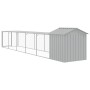 Chicken coop with corral light gray galvanized steel 117x609x123cm by vidaXL, Cages and habitats for small animals - Ref: For...