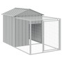 Chicken coop with corral light gray galvanized steel 117x609x123cm by vidaXL, Cages and habitats for small animals - Ref: For...