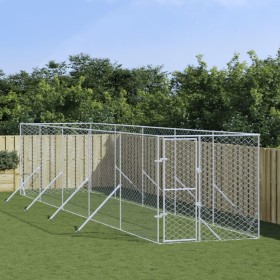 Outdoor kennel silver galvanized steel 2x10x2 m by vidaXL, Dog kennels and fences - Ref: Foro24-3190453, Price: 419,43 €, Dis...