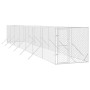 Perrera de exterior acero galvanizado plateado 2x14x2 m de vidaXL, Casetas y cercados para perros - Ref: Foro24-3190454, Prec...