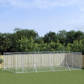 Outdoor kennel silver galvanized steel 8x4x2 m by vidaXL, Dog kennels and fences - Ref: Foro24-3190463, Price: 419,43 €, Disc...