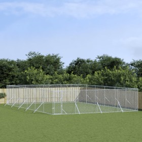 Outdoor dog kennel made of galvanized silver steel, measuring 8x12x2 meters. by vidaXL, Dog kennels and fences - Ref: Foro24-...