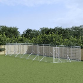 Outdoor kennel silver galvanized steel 4x16x2 m by vidaXL, Dog kennels and fences - Ref: Foro24-3190458, Price: 719,99 €, Dis...