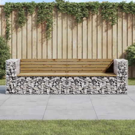 Gartenbank mit Gabionen aus imprägniertem Kiefernholz 244x71x65,5 cm von vidaXL, Gartenbänke - Ref: Foro24-3196241, Preis: 35...