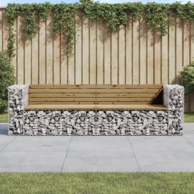 Gartenbank mit Gabionen aus imprägniertem Kiefernholz 244x71x65,5 cm von vidaXL, Gartenbänke - Ref: Foro24-3196241, Preis: 49...