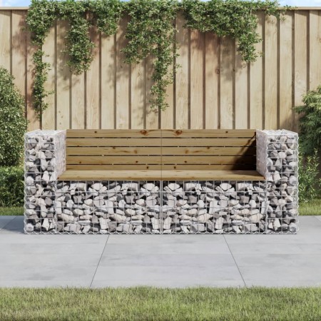 Gartenbank mit Gabionen aus imprägniertem Kiefernholz 184x71x65,5 cm von vidaXL, Gartenbänke - Ref: Foro24-3196238, Preis: 25...