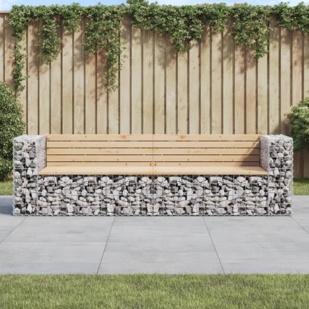 Garden bench design with gabions made of solid pine wood 244x71x65.5 cm by vidaXL, garden benches - Ref: Foro24-3196239, Pric...