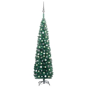 Halbkünstlicher Weihnachtsbaum mit LEDs und grünen Kugeln 240 cm von vidaXL, Weihnachtsbäume - Ref: Foro24-3077902, Preis: 84...