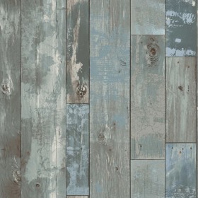 DUTCH WALLCOVERINGS Tapete mit bemalten grauen und blauen Holzstücken von DUTCH WALLCOVERINGS, Bemaltes Papier - Ref: Foro24-...