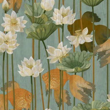 DUTCH WALLCOVERINGS Green fish/flower wallpaper by DUTCH WALLCOVERINGS, Painted paper - Ref: Foro24-430637, Price: 42,99 €, D...