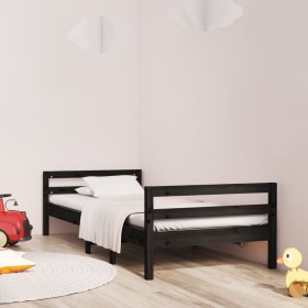 Estructura de cama madera maciza de pino negro 90x190 cm de vidaXL, Camas y somieres - Ref: Foro24-821638, Precio: 96,99 €, D...