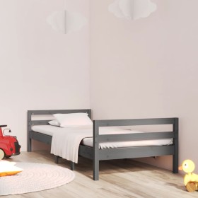 Solid gray pine wood bed frame 75x190 cm by vidaXL, Beds and slatted bases - Ref: Foro24-821641, Price: 92,99 €, Discount: %